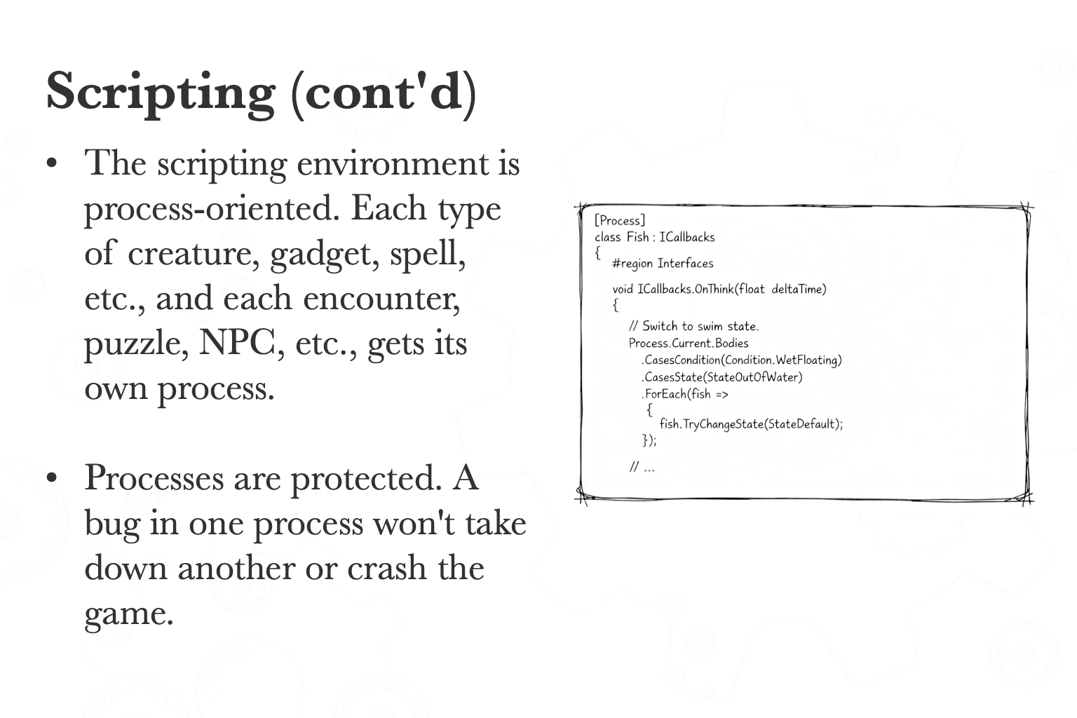 Process-oriented features of scripting engine